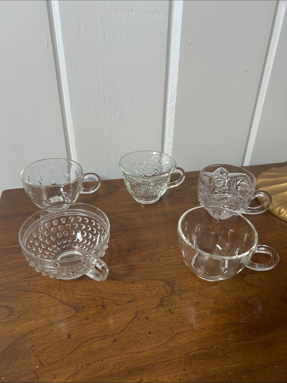Five Vintage Glass Cups